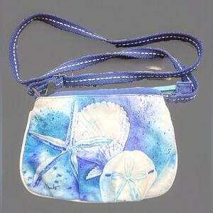 Paul Brent Sun' N' Sand Blue Crossbody Starfish Sand Dollar Shells 5” X 6”X 1”